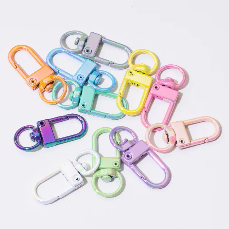 10pcs Color Spring Buckle Colorful Open Ring Electroplated Door Buckle Key Chain DIY Accessories Connecting Ring