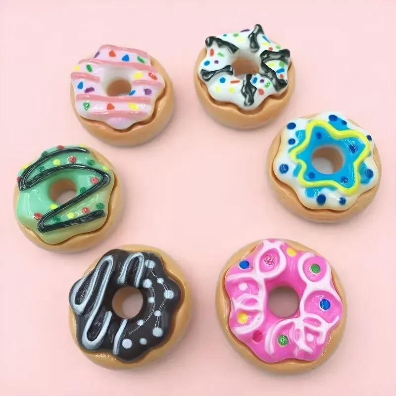 10/50pcs Resin Donuts Miniatures Flatback Dollhouse Decor Accessories Charms DIY Craft Supplies Scrapbooking