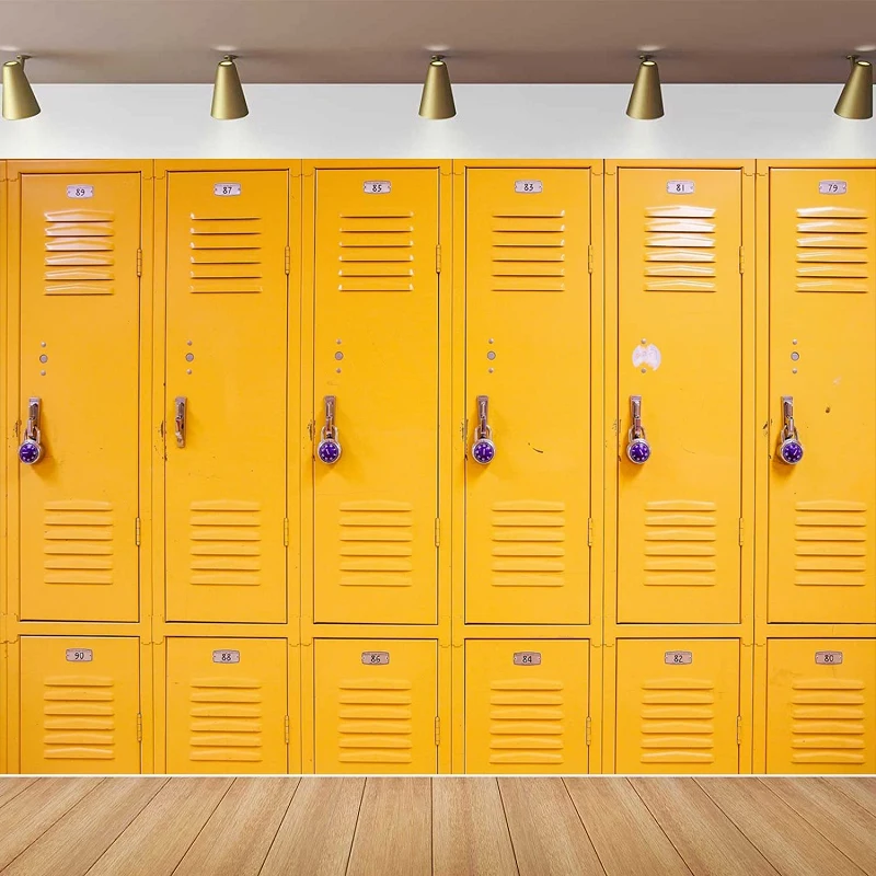 Yellow Lockers Photography Backdrop School Gym Locker Room Decor Lockable Cells Security Storage Cabinet Background Sports Props