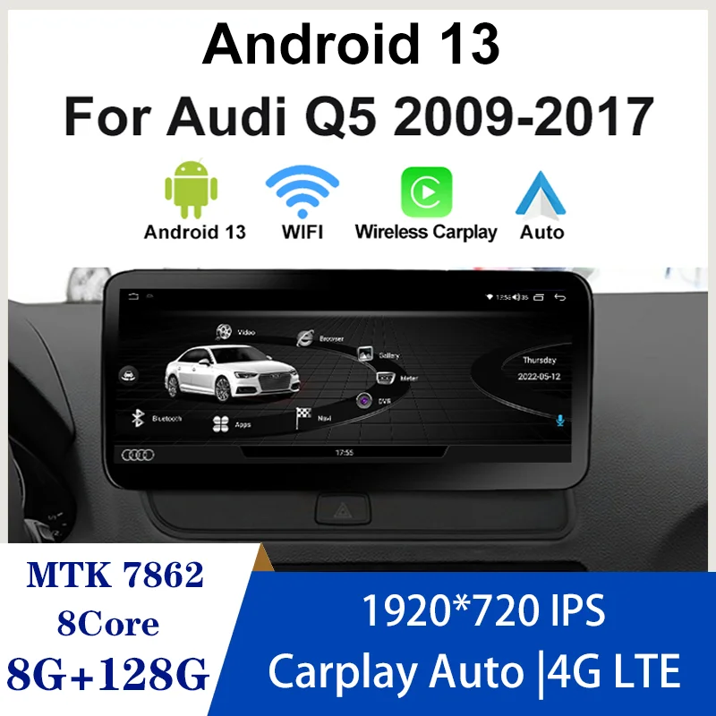 

Factory Price Android13 12.5inch Carplay AUTO For AUDI Q5 2009-2016 8G+128G Car Video Players Radio Multimedi Navigation WIFI 4G