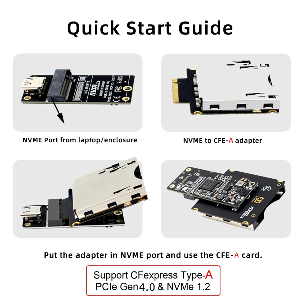 Cablecc adaptador de extensión NVMe M2 m-key NGFF M.2 Host A CFExpress CFA CFE tipo A para soporte de tarjeta de memoria de cámara