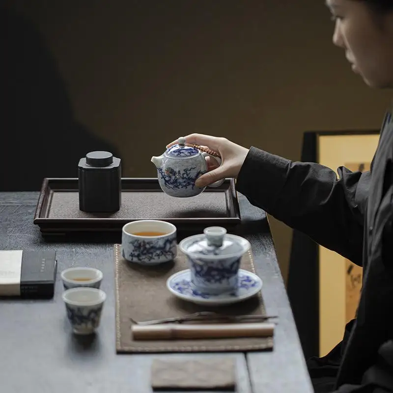 

Kung Fu tea set, ceramic three talent cover bowl, household teapot, teacup