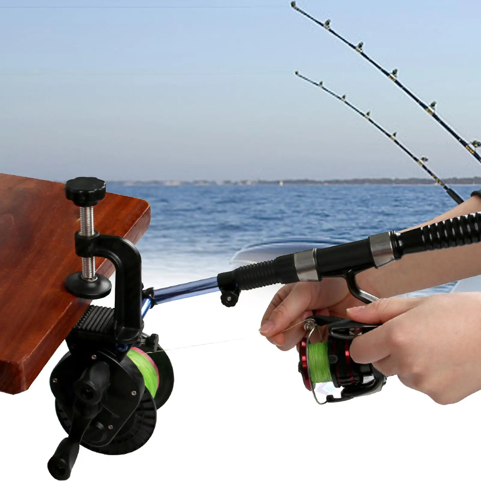 

Fishing Line Spooler Winder Adjustable Tackle Portable Supplies Handheld Fishing Reel Holder for Traveling Fishing Lovers Truck