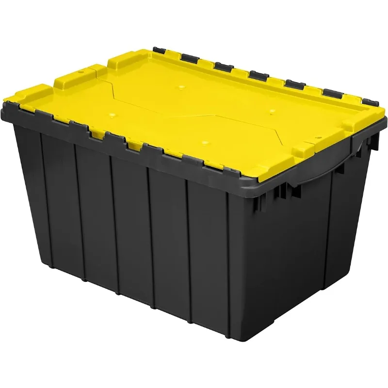 Akro-Mils 66486 12-Gallon Plastic Stackable Storage KeepBox Tote Container with Attached Hinged Lid