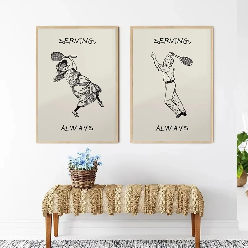 موضة التنس تسلق الرياضة الفن جدار الفن تنس جولف تسلق الجبال أحذية مضحك طباعة قماش اللوحة ديكور رياضي المنزل
