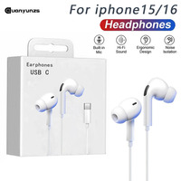 Original Wired Earphones For iPhone 16 15 14 13 12 11 Pro Max 7 8Plus X XR XS In-Ear Earbud For Lightning USB C 3.5mm Earbuds