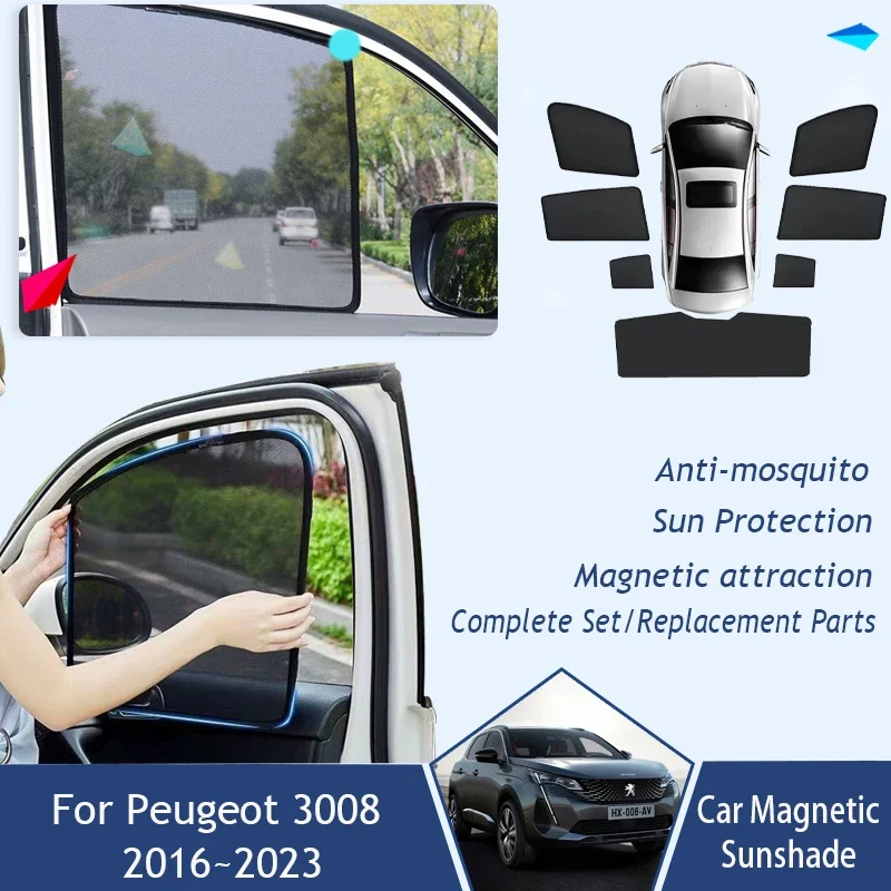 

Car Magnetic Sunshades For Peugeot 3008 P84 2016~2023 Anti-UV Net Coverage Sunscreen Window Visor Sunshade Cover Car Accessories