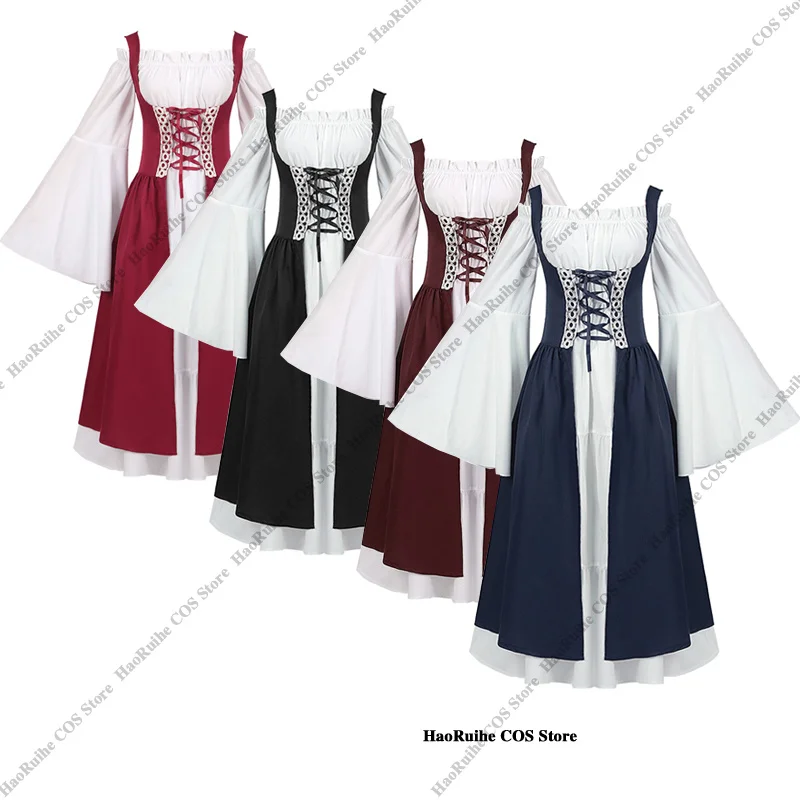 lot-de-2-robes-longues-retro-de-style-medieval-corset-a-taille-cintree-manches-evasees-robe-de-cosplay-de-la-renaissance-robe-d'halloween-a-epaules-denudees