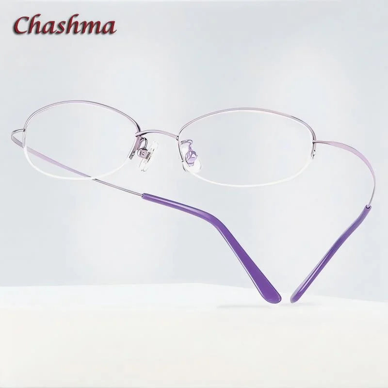 Chashma Prescription Glasses Pure Titanium Eyeglasses Frames Women Optical Quality Red Semi Eyewear for Recipe Lenses Spectacles
