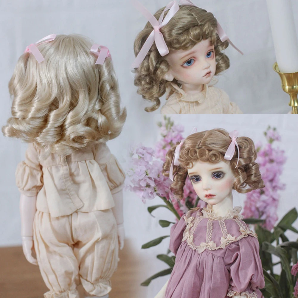 

D09-P740 детская игрушка ручной работы 1/6 1/3 1/4 кукла дяди BJD/SD кукольный парик Волосатые волосы светло-золотые h короткие вьющиеся волосы 1 шт.