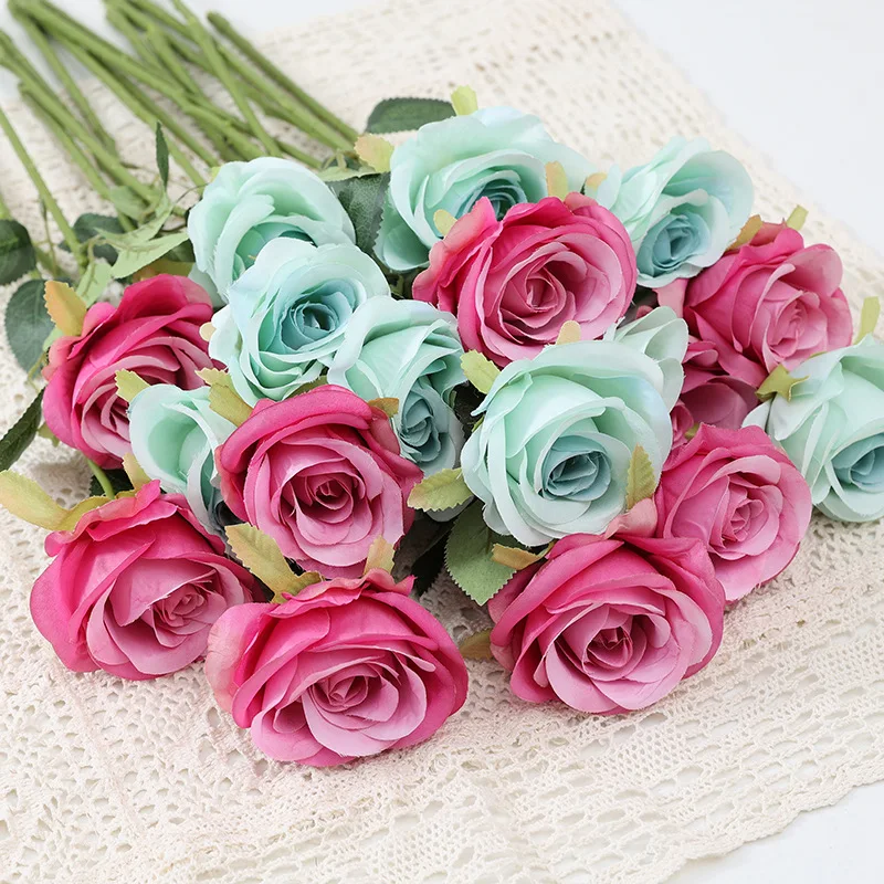 5PCS 50CM Artificial Concubine Rose Wedding Bride Holding Artificial Flowers Home Hotel Dining Table Placement