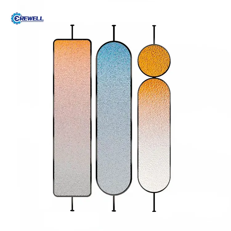AIROW New Chinese Vertical Fluted Antique Copper Glass Partition Screen