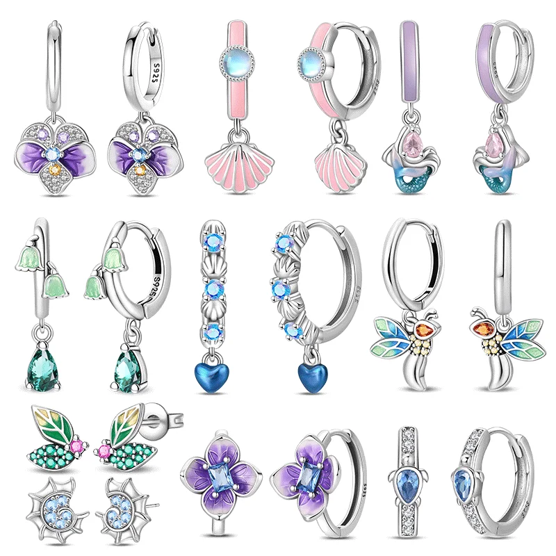 

925 Sterling Silver Earrings Women 2025 Jewelry CZ Zircon Hoop Ear Studs Sparkling Pave Earring Wedding Gift for Anniversary