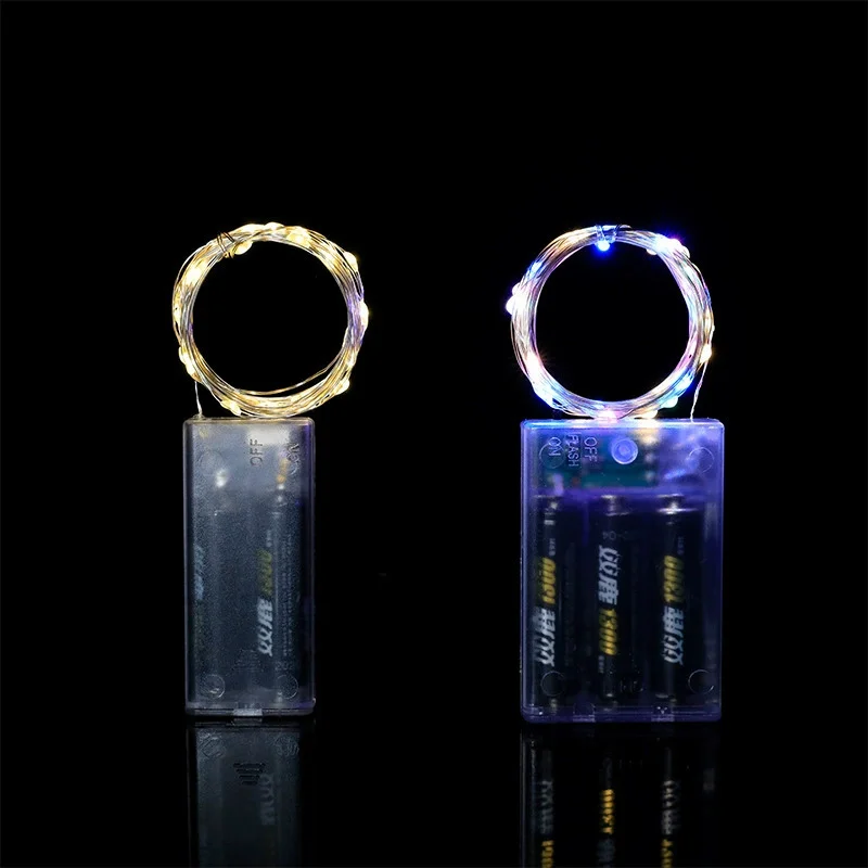 

Outdoor Festoon LED Light String Silver Wire Fairy Garland Battery Power for Wedding Party Camping Home Room Balcony Decoration