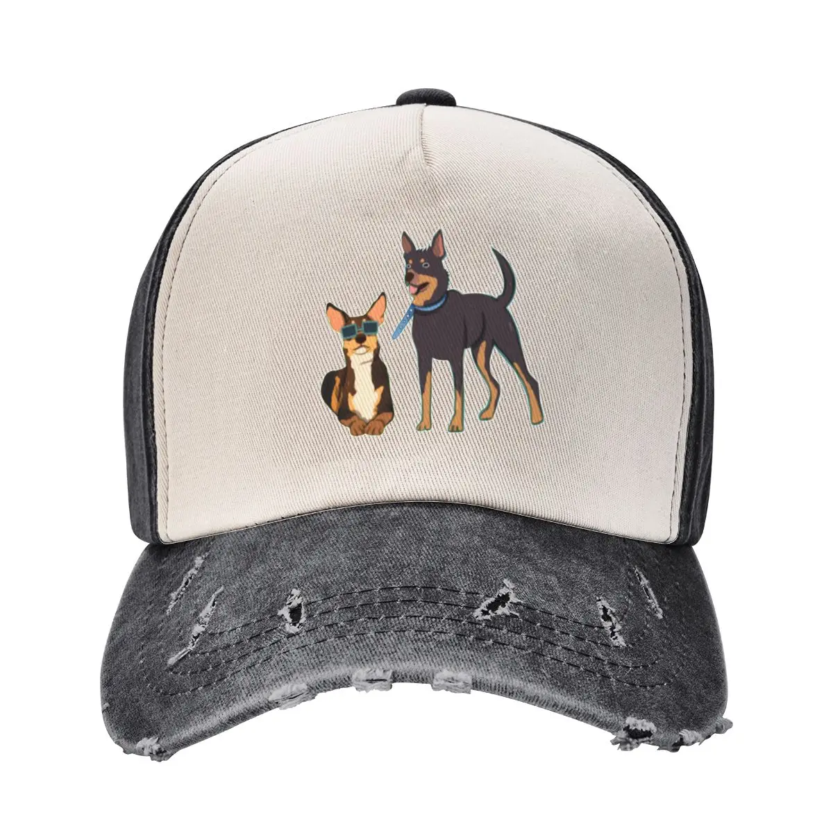 

Australian Kelpie - Cute Tan and Black Dog Illustration Pattern Baseball Cap Bobble Hat sun caps Mens Caps Women's