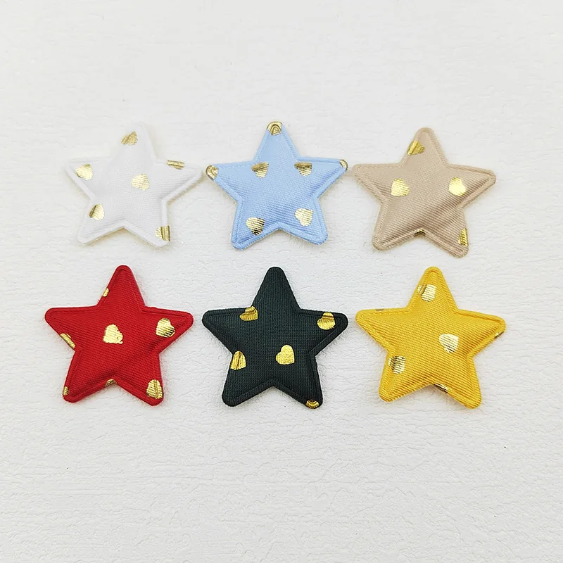60 Stück, 3,3 cm, niedliche, goldfarbene Herz-, Punkte- und Sternapplikationen mit Polsterung für Kinder-Haarreifen, Haarspangen, Accessoires, Hüte und zur Dekoration. – Detail 6