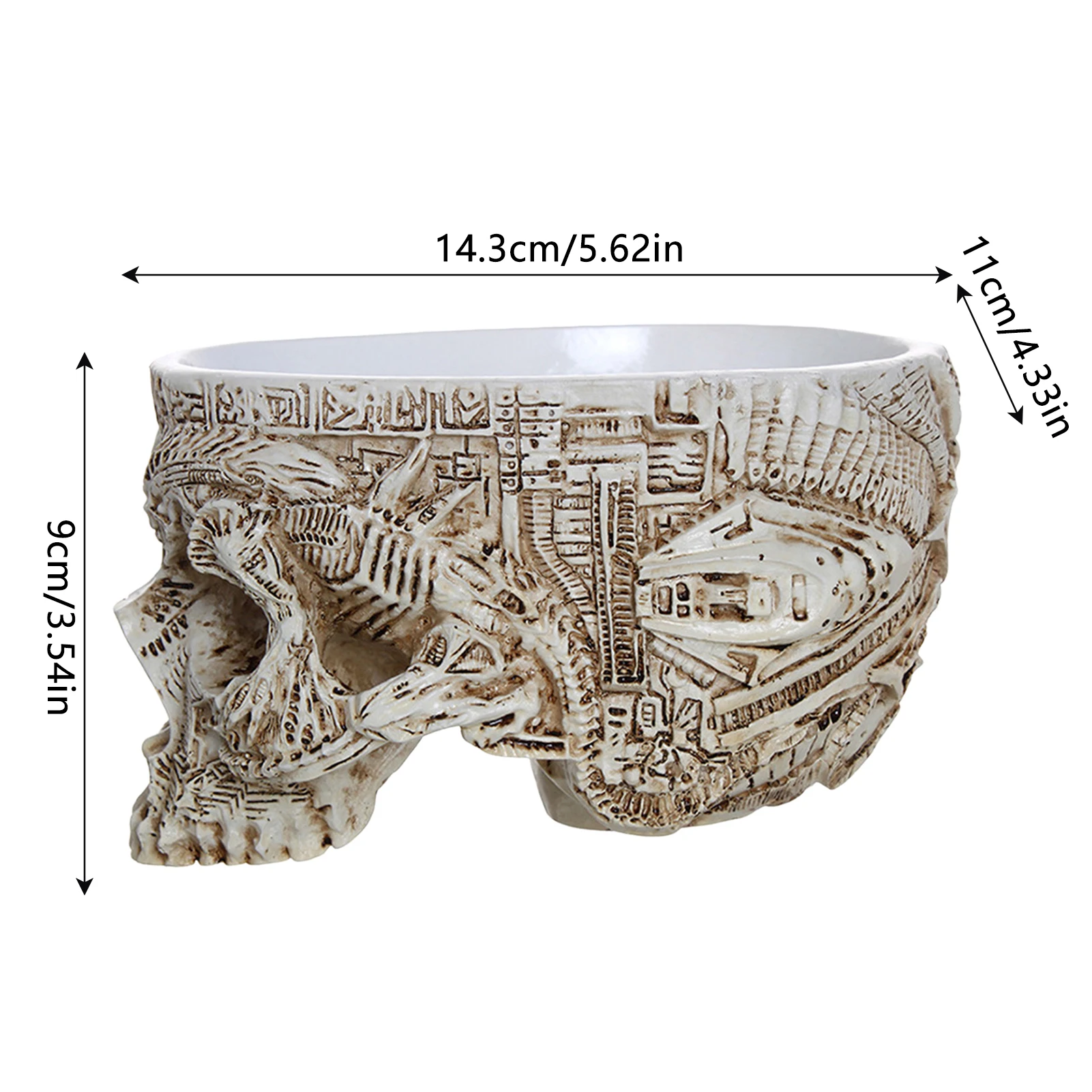 กระถางดอกไม้กะโหลกศีรษะแนวฮาโลวีนที่เก็บภาชนะใส่กระถางต้นไม้แบบกอธิคเหมาะสำหรับตกแต่งสวนในบ้าน