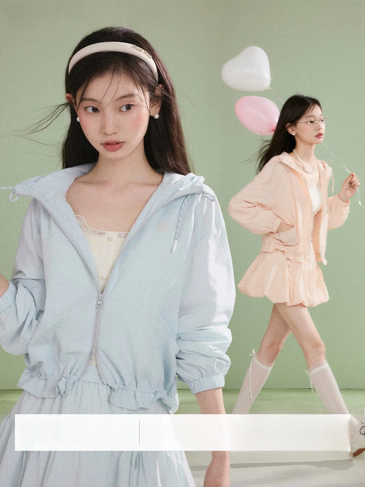 

Ballet Ice Oxygen Hat Coat Breathable Sun Protection Outerwear Short Skirt Two Piece Set Spring Fashion Women's Clothing