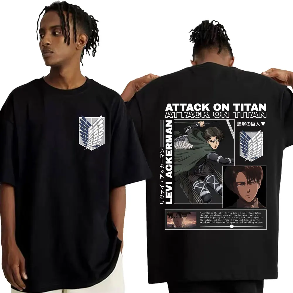 Homme Graphic T-Shirts Men Tshirt for Men Ropa Hombre Vintage Attack on Titan Levi Ackerman Japanese Anime 2026 New Summer