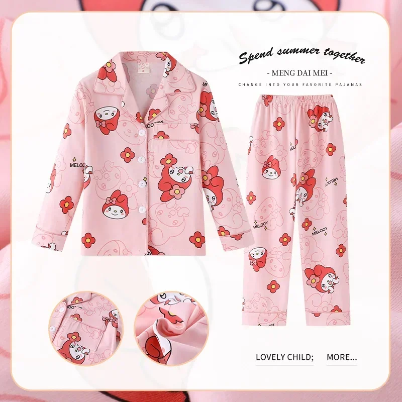 New Miniso Autumn Children Pajama Sets Collar Adorable Cute Cartoon Print Kids Sleepwear Set Soft Comfortable Boys Girls Pajamas