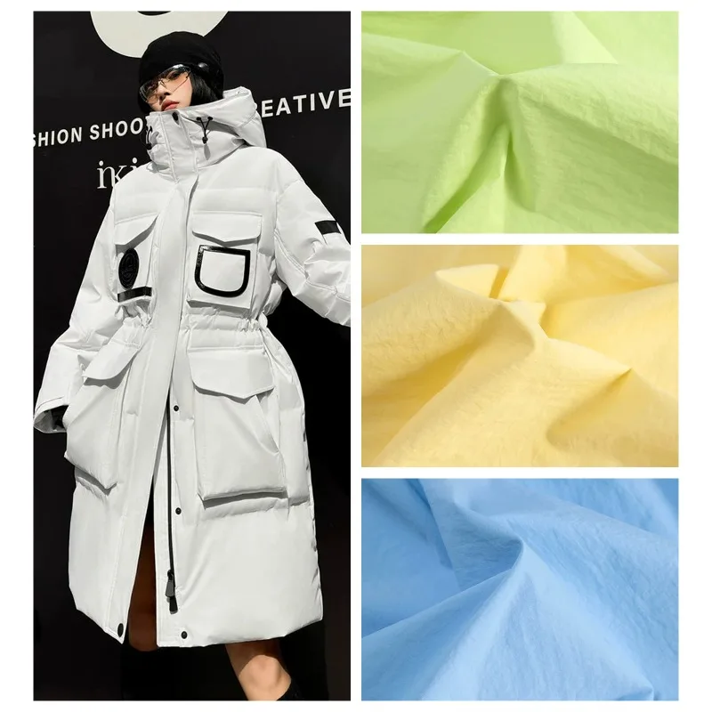 

Texture Waterproof Down Jacket Fabric By The Meter for Clothing Jacket Coats Pants Handmade DIY Sewing Plain Cloth Soft White