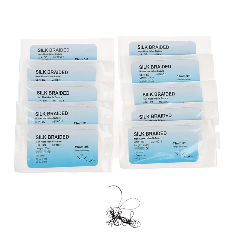 12Pcs 75cm  2/0 3/0 4/0 5/0  Needle Suture Nylon Polyester Thread Suture Practice Kit Teaching Demonstrations Exercises view 5