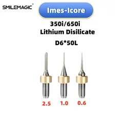Imes Icore 350i PMMA Milling Burs For Cad Caｍ Dental PEEK Zirconia Shank Milling Cutters For Dental Lab 0.3/ 0.6/1.0/2.0/2.5 D6