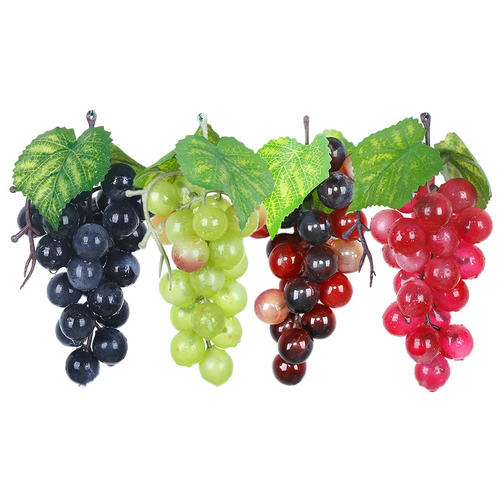 4Pcs Artificial Fruit Grape Simulated Grape Bunches Shop Display Model Decor Ornaments Photo Props