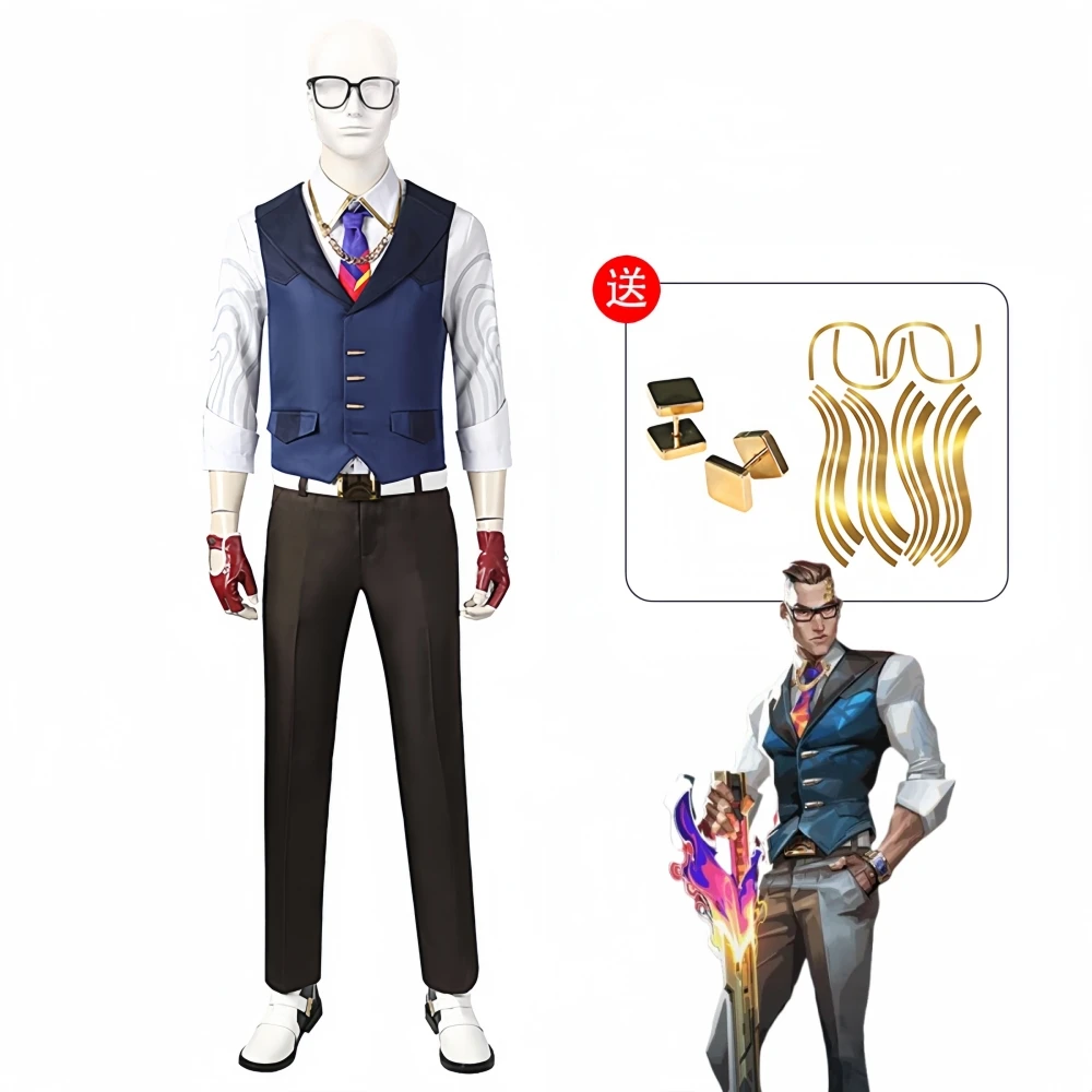 Chamber Cosplay Game VALORANT Costume Men Shirt Vest Pants Necktie Outfits Halloween Carnival Party Suit