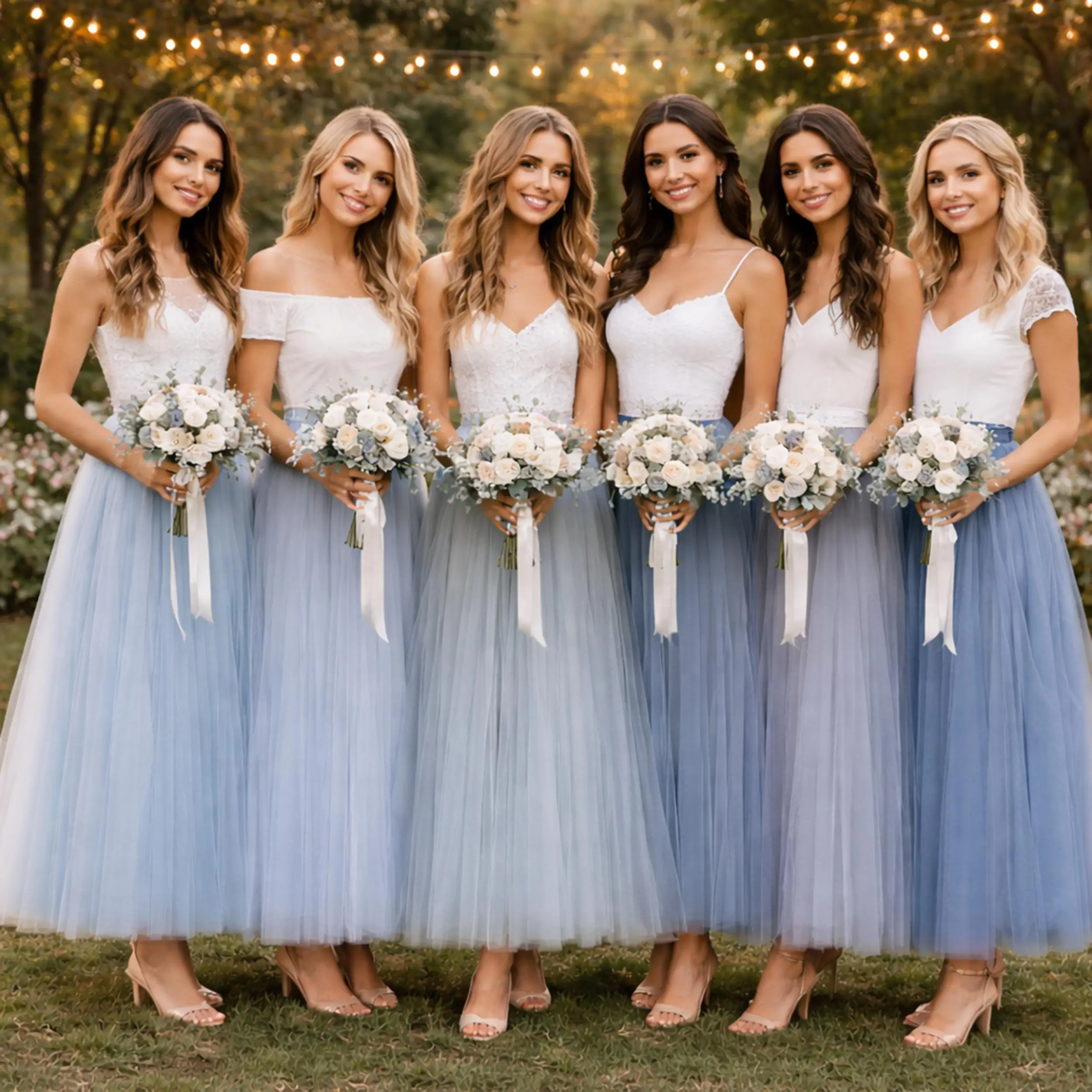 SBS Adult Bridesmaid Tulle Skirt Floor-Length Gradient Wedding Party Skirt Women’s Tulle Skirt Maxi Skirt Bridal Party Skirt