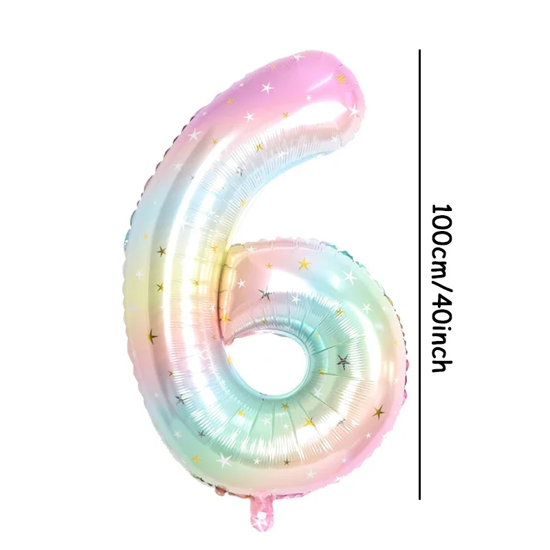 1 Stück 40-Zoll-Regenbogen-Digitalfolienballon mit Farbverlauf und Sternen aufgedruckt für Geburtstagsfeiern, Jubiläen, Feiertage – Detail 12