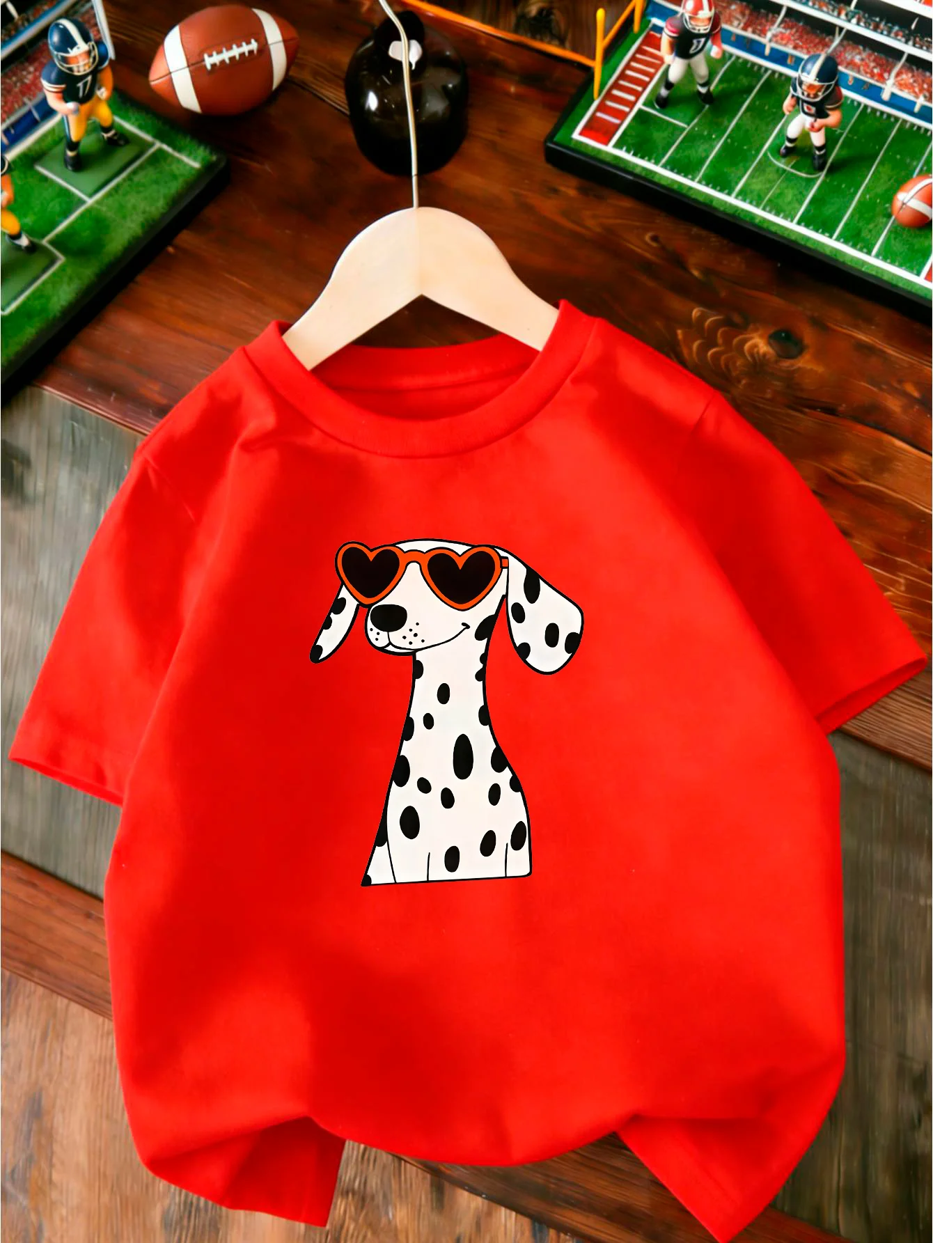 Cute Dalmatian Dog With Heart Sunglasses Cartoon Graphic Print T Shirt Family Matching Boys Girls Kids Casual Short Sleeve Tops