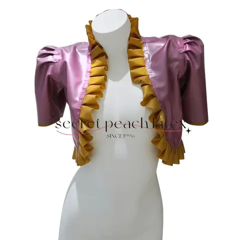 Fashion Latex Bolero Metal Color Latex Top Vintage Sweetness Short Sleeved Customizable size and color