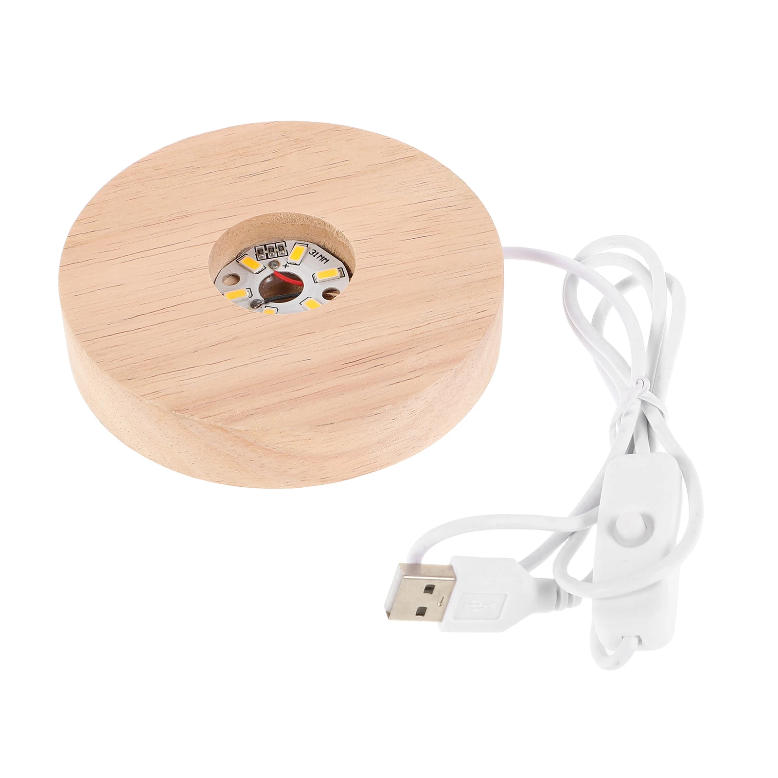 

1 set Display Base Round Wood Lighted Sphere Stand for Crystal Art LED Warm Lighting Base Decorative Home Accessories