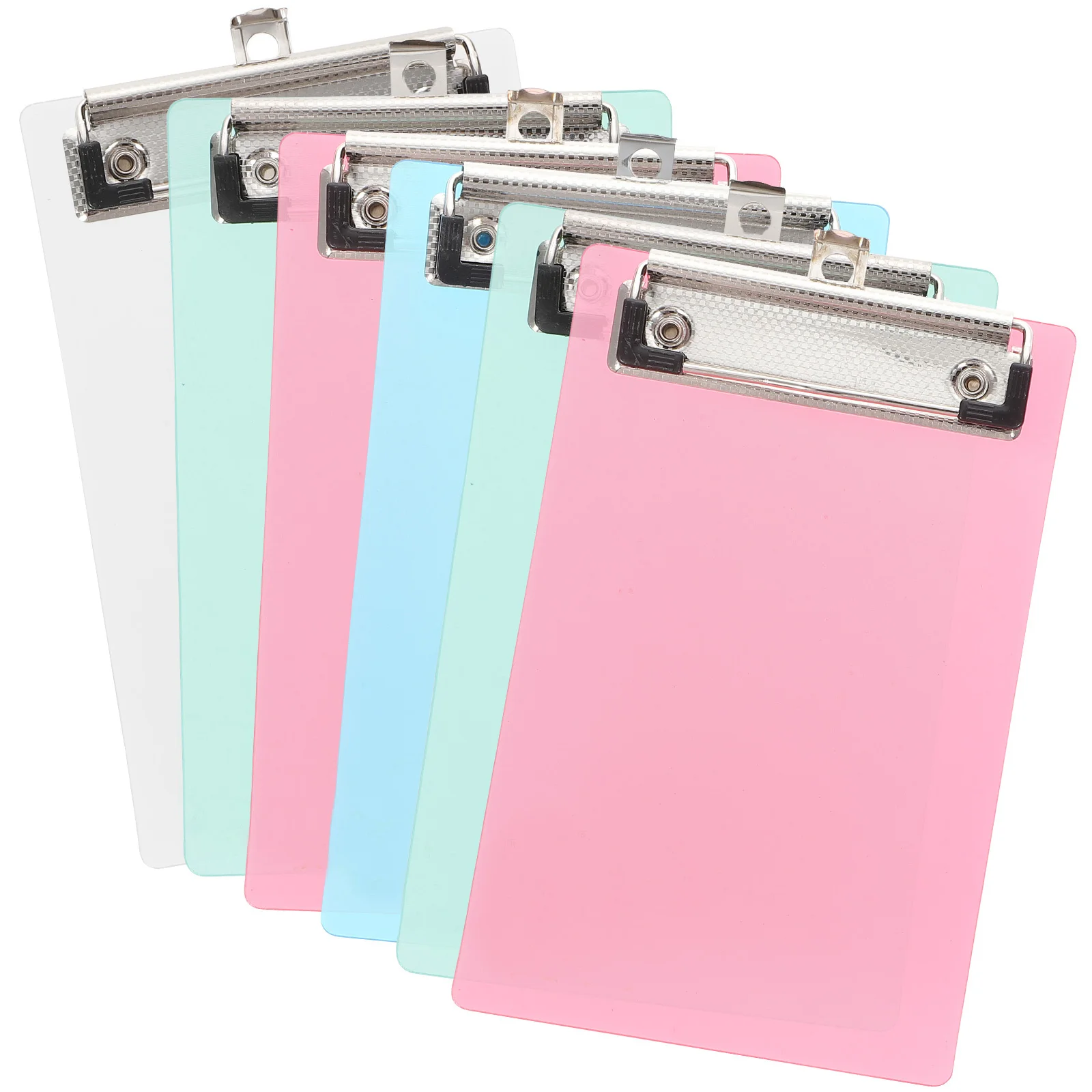 

6Pcs Plastic Color Transparent Clipboards Lightweight Hanging Loop A4 Clip Board Paper Holder for School Office