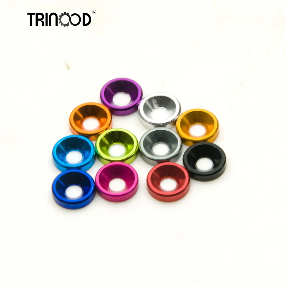 TRINOOD 10pcs M3 3mm Colourful Anodized Countersunk Head Bolt Washers Gasket for 1/10 RC Car