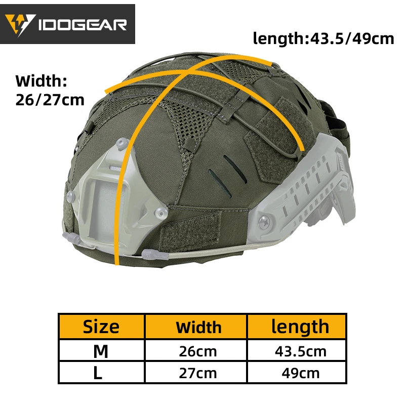 IDOGEAR 사냥용 나일론 헤드웨어 커버, NVG 배터리 파우치 포함, 빠른 헬멧 3813 사냥 액세서리