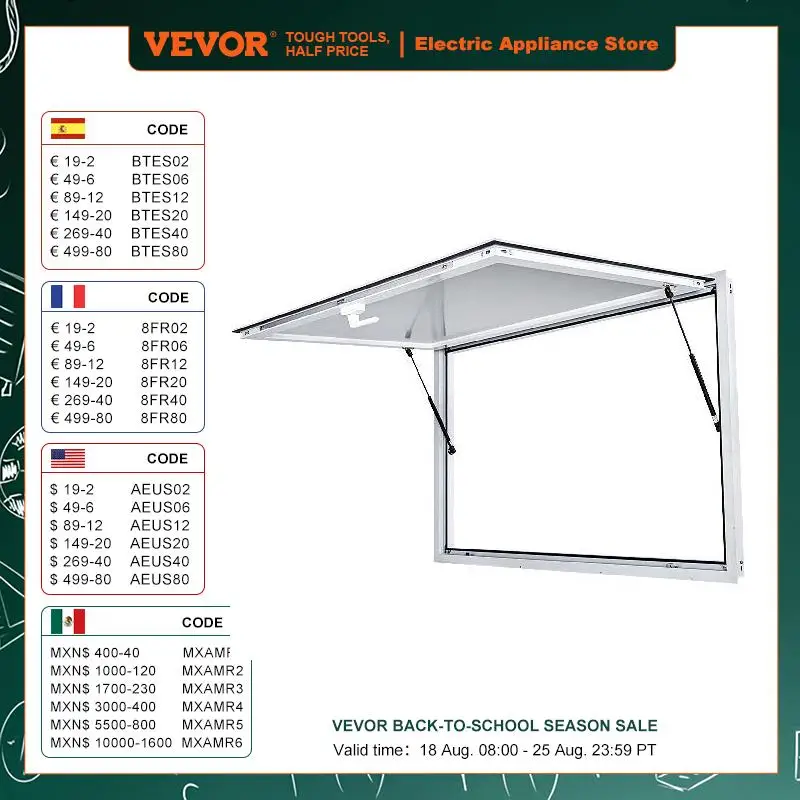 Vevor concessão carrinho de reboque servindo janela multi-tamanho toldo caminhão de comida serviço porta de alumínio leve churrasco ao ar livre