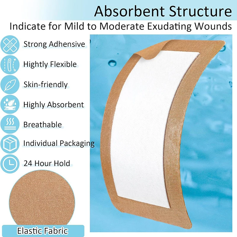 5Pcs Large Size Elastic Non-woven Medical Adhesive Wound Dressing Band Aid Large Wound First Aid Skin Care Tools