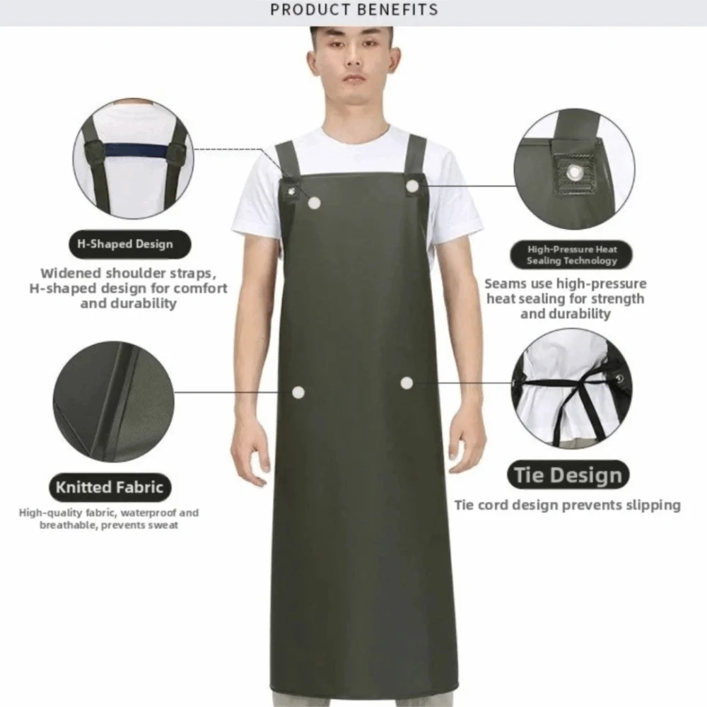 Portable Waterproof Oil Proof Apron PU Breathable Work Apron Protective Gear Household Cleaning Apron Breeding Factory