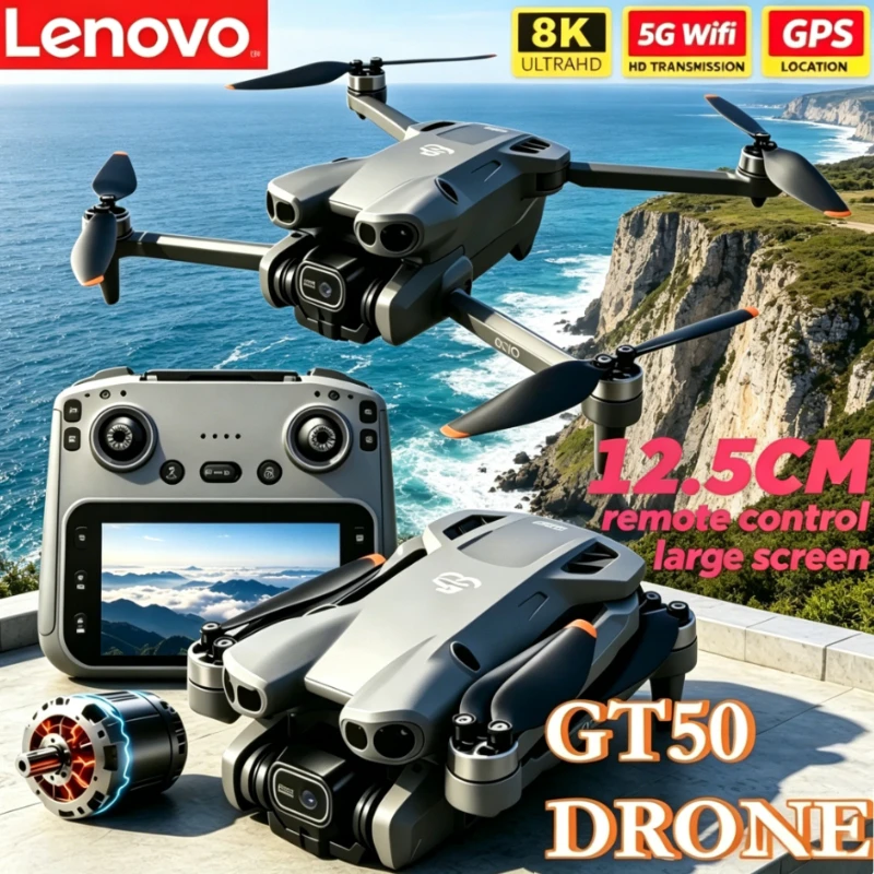 

Lenovo GT50 8K 4K Drone 4.3'' Screen Remote Control EIS GPS Foldable Quadcopter Lightweight Beginner Drone for Adults Travel