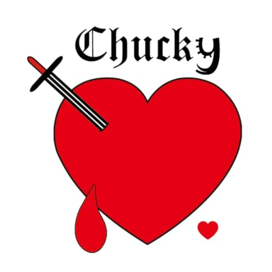 Chucky Heart Tattoo, 6-Sheet Bride of Chucky Heart Temporary Tattoos for Adults Halloween Costume Parties Cosplay