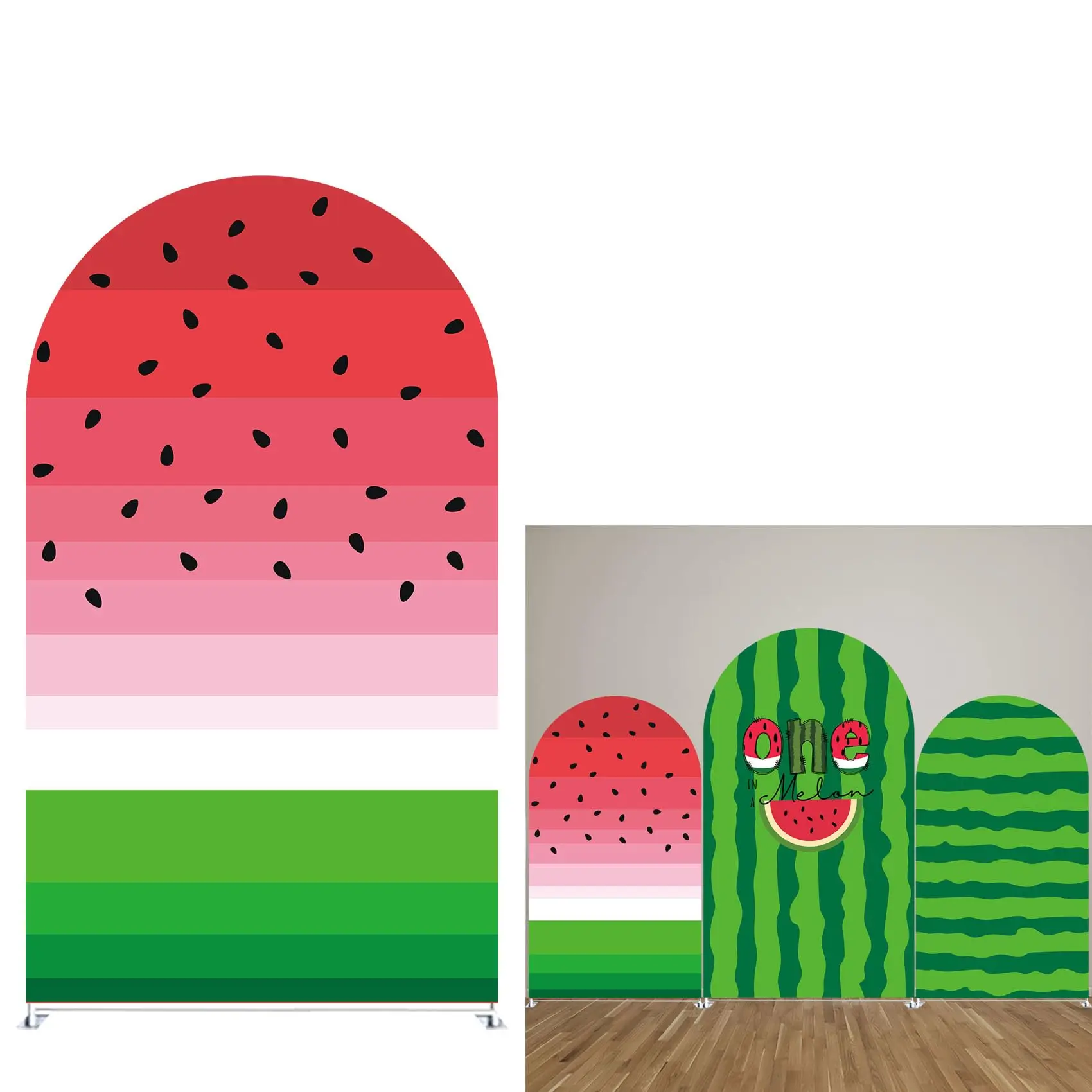 

Watermelon Arch Backdrop Cover Stretchy Spandex Fabric Bilayer Background for Birthday ONE Party Decoration