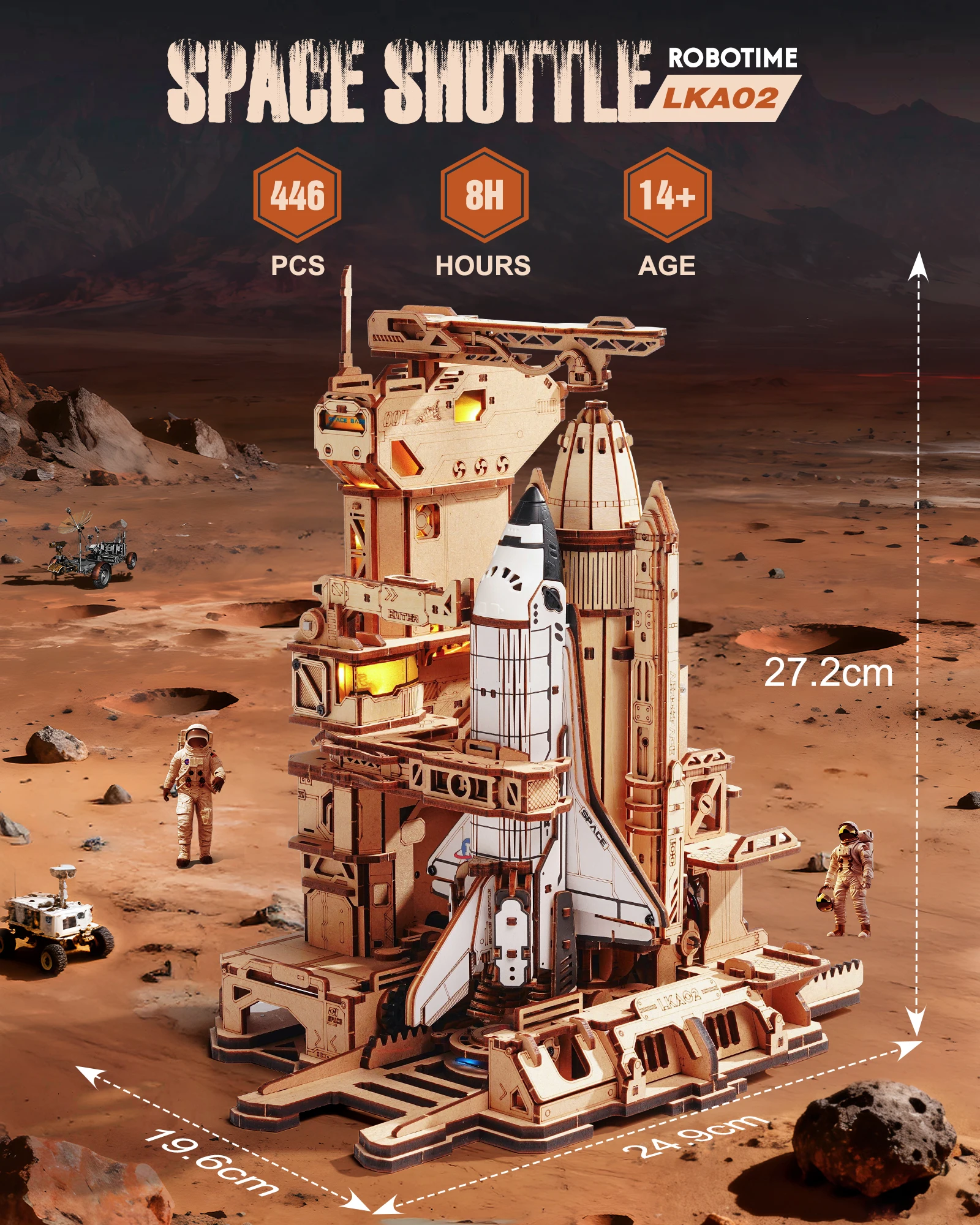 ROKR 3D Wooden Puzzle Space Shuttle LKA02 Model Kit 2