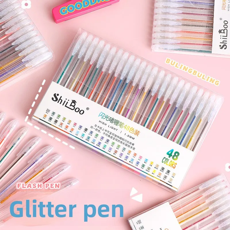 8/12/18/24/36/48/60 Farben Glitzer-Gelstifte für DIY-Kunst, Zeichnen, Journaling, Studenten, Hervorhebung, fluoreszierende Marker