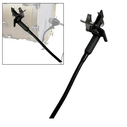 Imagen 2 del producto Abrazadera de micrófono con borde de tambor, ajuste Flexible: soporte de Clip de micrófono con Base de cuello de cisne extendida con varilla de tensión para accesorios de micrófono de tambor