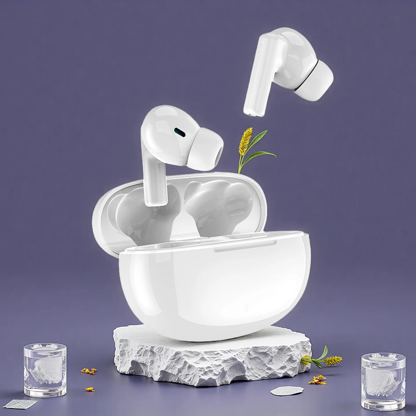 سماعة بلوتوث لاسلكية جديدة TWS مع ميكروفون ستيريو رياضية داخل الأذن تعمل باللمس الاستعداد الطويل لجميع الهواتف الذكية