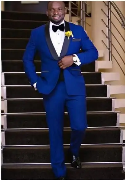 

Custom Made 3 Pieces Royal Blue Wedding Suits For Men Slim Fit Tuxedo Prom Groom Suit Party Business Prom Suits(Jacket+Pants)