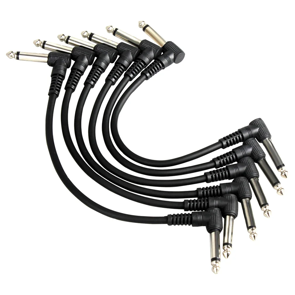 6Pcs Guitar Effect Pedal Cable Connecting Line Flat Patch Audio Cable  Right Angle Cord Copper Wire Guitar Accessories