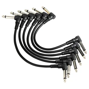 Cable de Pedal de efecto de guitarra, Cable de conexión, parche plano, Cable de Audio, ángulo recto, Cable de cobre, accesorios de guitarra, 6 piezas